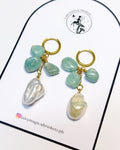 Amazonite + Fresh Water Pearl Earrings