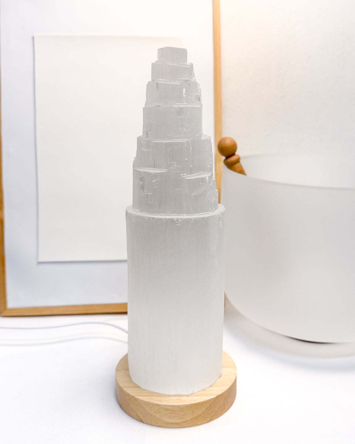 Satin Spar Selenite Lamp XXL