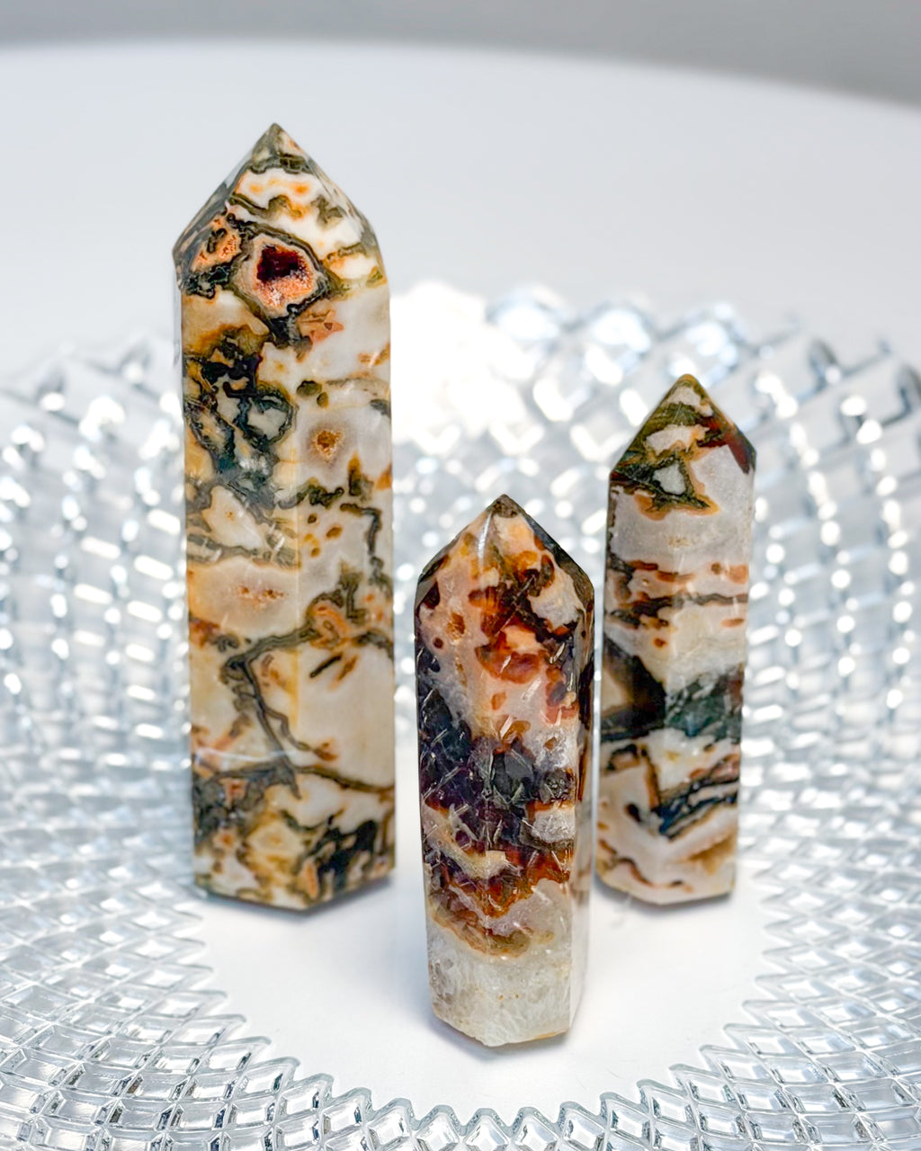 Red Moss Agate Tower
