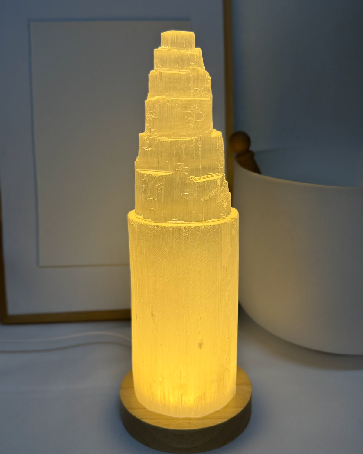 Satin Spar Selenite Lamp XXL