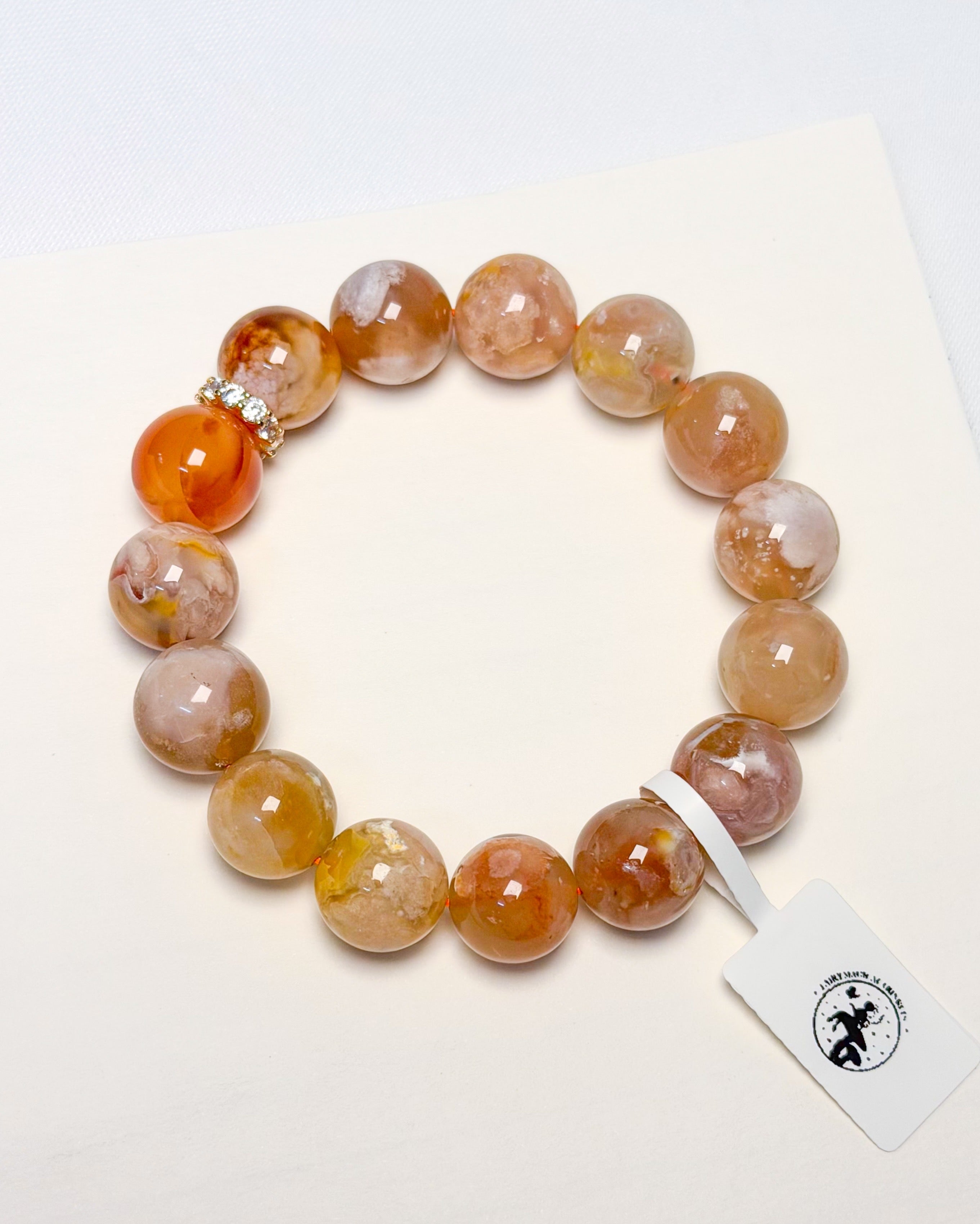 Peach Sakura Agate Bracelet