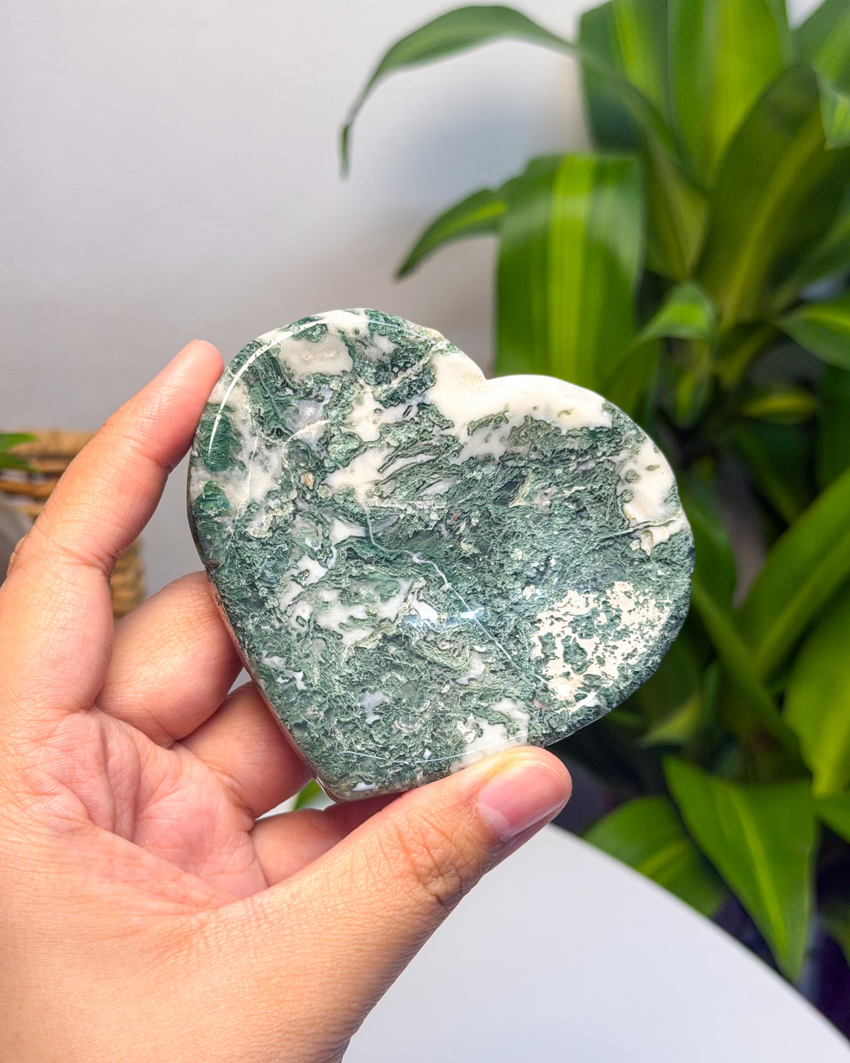 Moss Agate Heart Plate