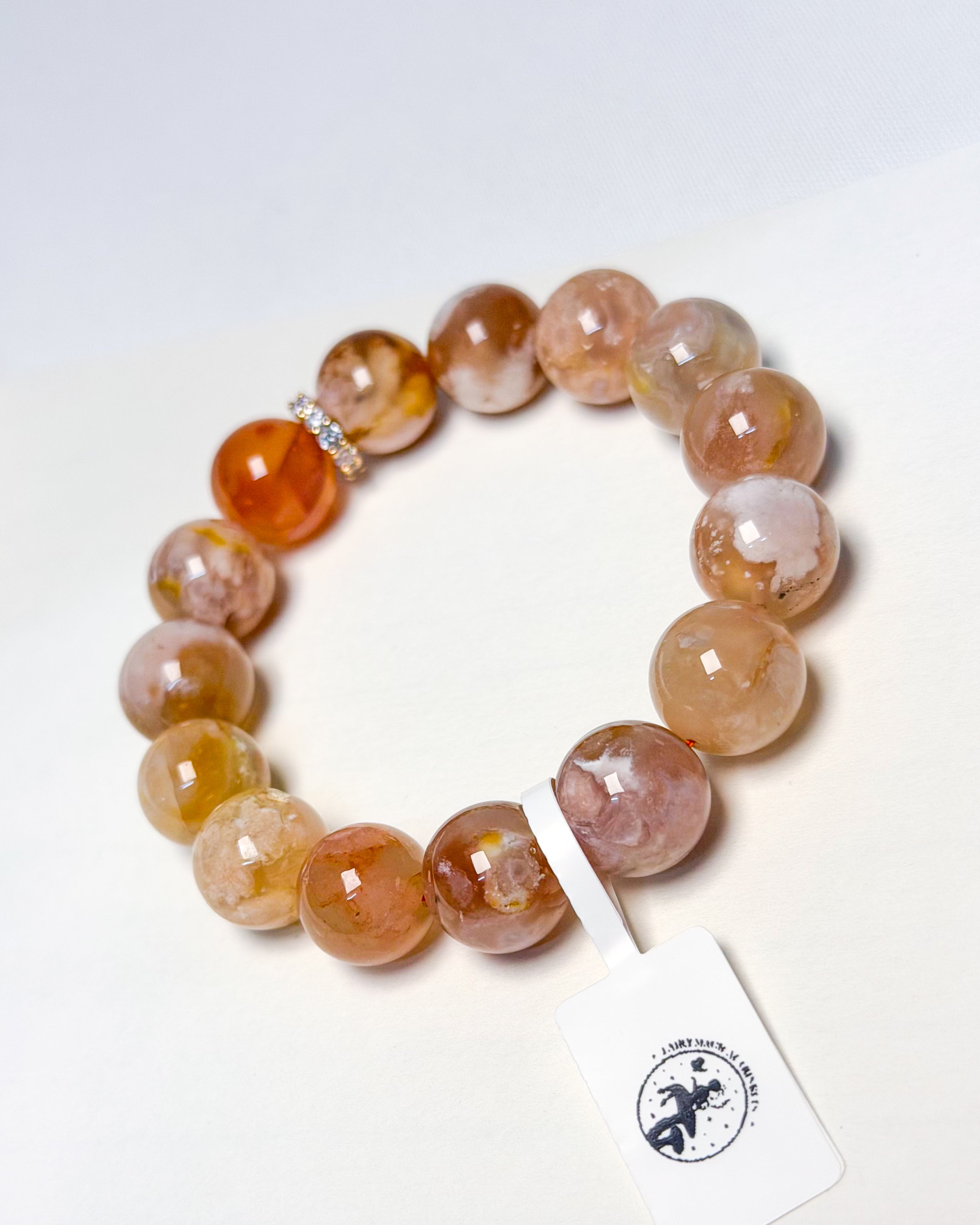 Peach Sakura Agate Bracelet